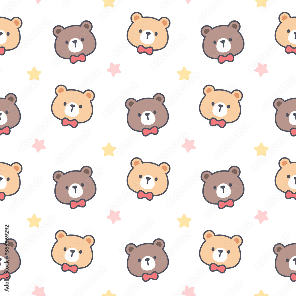Cute bear with bow tie seamless pattern background Cute bear with bow tie seamless pattern background