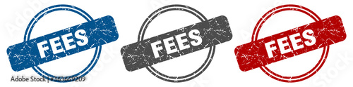 fees stamp. fees sign. fees label set