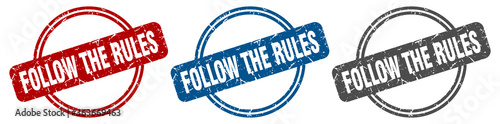 follow the rules stamp. follow the rules sign. follow the rules label set