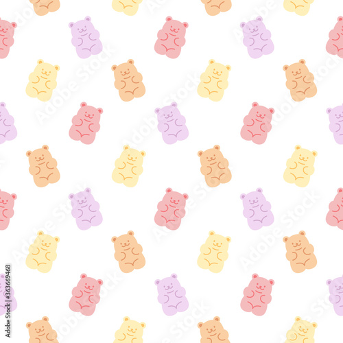 Cute gummy bears seamless pattern background
