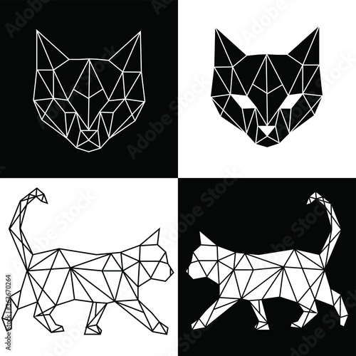 Vector abstract polygonal geometric cat 