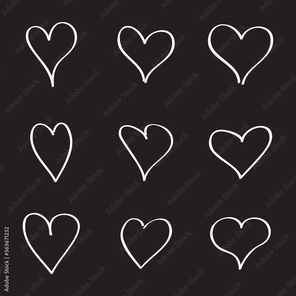 White heart contour vector. Hand drawn love icon isolated. Paint brush stroke heart icon. Hand drawn vector for love logo, heart symbol, doodle icon and Valentine's day. Painted grunge vector shape White heart contour vector. Hand drawn love icon isolated. Paint brush stroke heart icon. Hand drawn vector for love logo, heart symbol, doodle icon and Valentine's day. Painted grunge vector shape