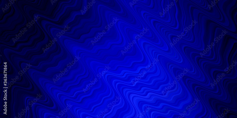 Dark BLUE vector background with bent lines. Colorful illustration with curved lines. Pattern for ads, commercials.