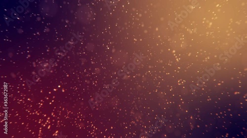 Effervescent golden carbonic acid particle 3D animation, macroscopic looped shining bokeh and champagne sparks background. Festive and abstract shimmering magic bright Christmas event and New Year par