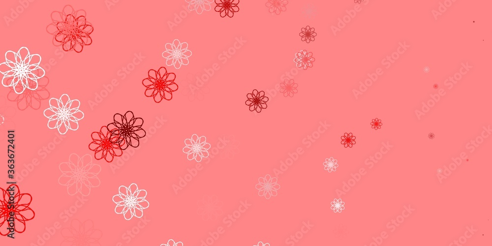 Light Red vector doodle pattern with flowers. Light Red vector doodle pattern with flowers.