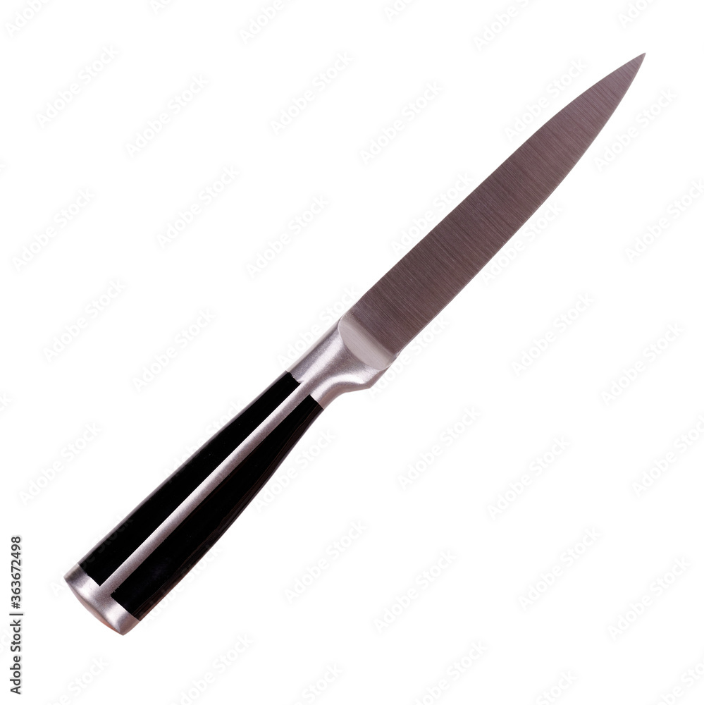 Steel kitchen knife, domestic utensil. Isolated on white background. Steel kitchen knife, domestic utensil. Isolated on white background.