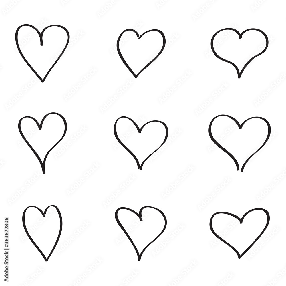Black heart contour vector. Hand drawn love icon isolated. Paint brush stroke heart icon. Hand drawn vector for love logo, heart symbol, doodle icon and Valentine's day. Painted grunge vector shape Black heart contour vector. Hand drawn love icon isolated. Paint brush stroke heart icon. Hand drawn vector for love logo, heart symbol, doodle icon and Valentine's day. Painted grunge vector shape