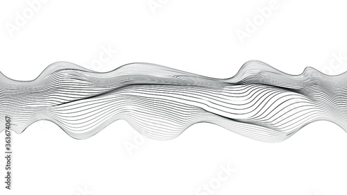 Abstract flow lines background . Fluid wavy shape .Striped linear pattern . Vector illustration