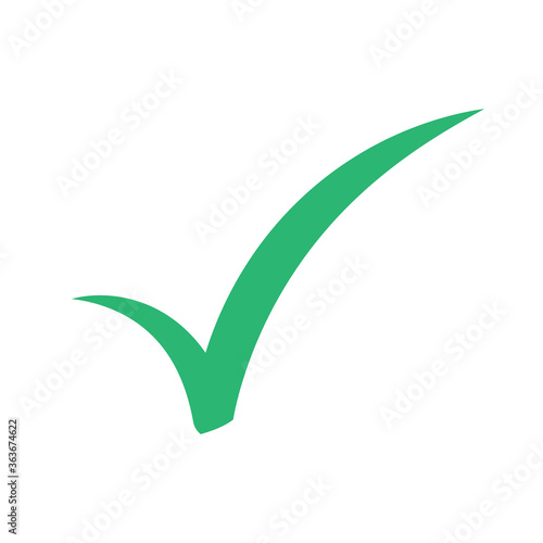 Check mark vector icon. Green tick icon isolated on white background. Flat check mark sign for web site, app, label, logo and design template. Vector illustration