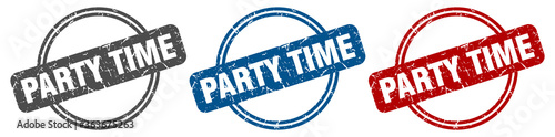 party time stamp. party time sign. party time label set
