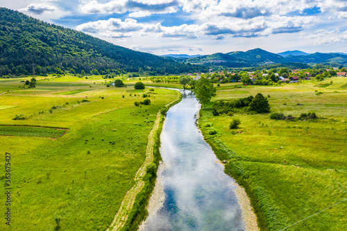 Beautiful nature, colorful Gacka river valley, summer view, Lika region of Croatia © Mislav