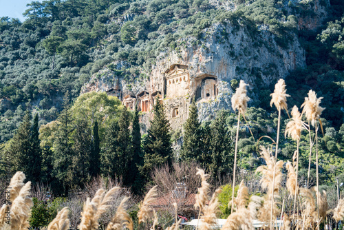 Lycian (Likijsky) Rock Tombs of Dalyan. Tombs near the famous Caunus (Kaunos) Ancient City. TURKEY photo