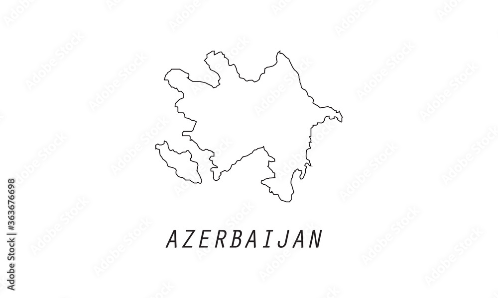 Azerbaijan map outline country vector illustration
