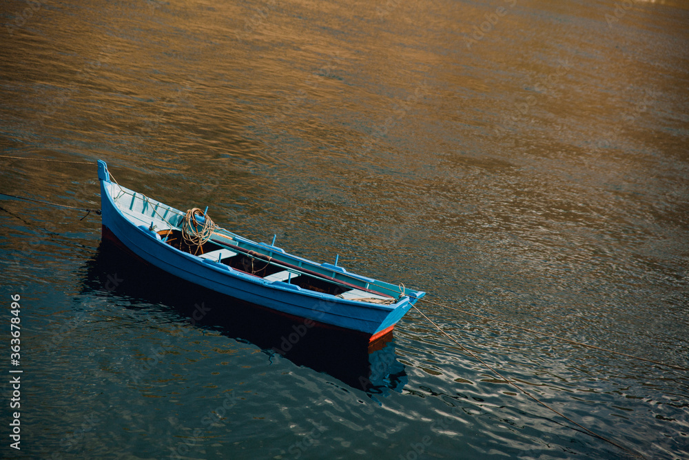 Little Blue Fishing Boat Open Water
