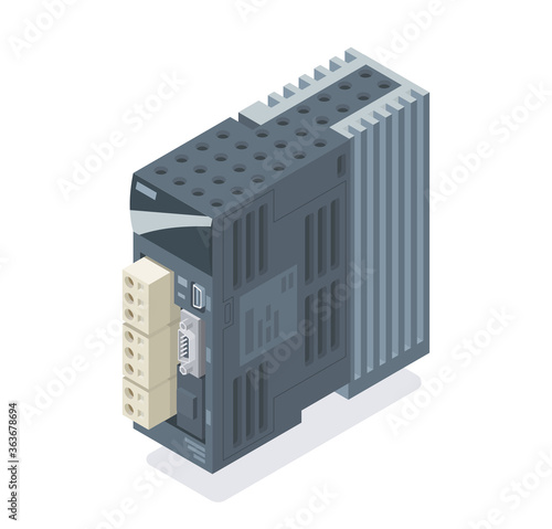 servo amplifier plc system isometric vector photo