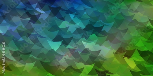 Light Blue, Green vector pattern with polygonal style with cubes.