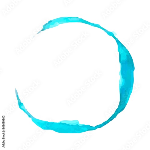 Vector watercolor, blue circle on a white background, stock illustration for design and decoration, banner, template, postcard, card.
