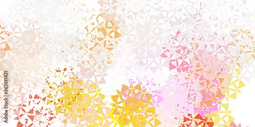 Light pink, yellow vector layout with beautiful snowflakes.