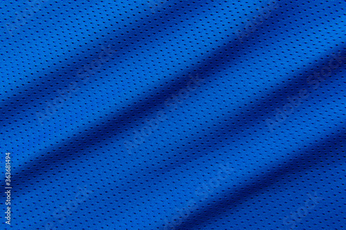 Fototapeta Naklejka Na Ścianę i Meble -  Blue football, basketball, volleyball, hockey, rugby, lacrosse and handball jersey clothing fabric texture sports wear background