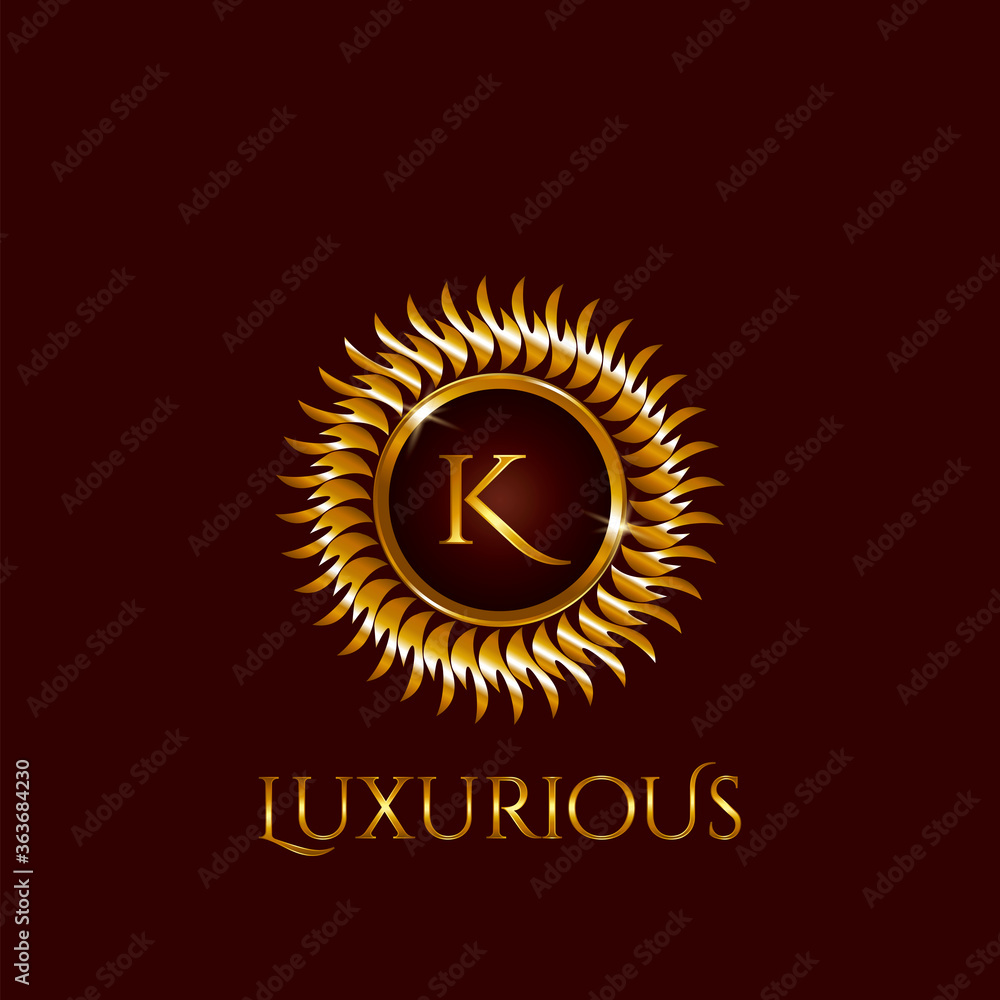 Fototapeta premium Luxury Golden letter K Circle Logo vector design