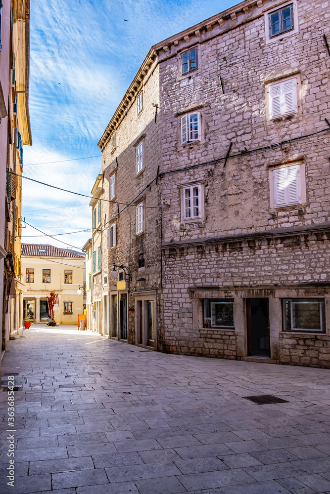 Old center of Sibenik,St James cathedral in Sibenik, UNESCO world heritage site in Croatia 