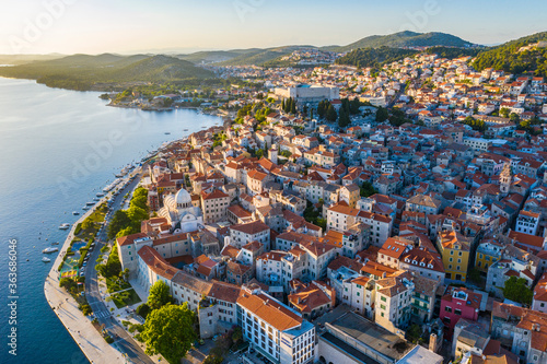 Aerial view of the city of Sibenik in the summer morning, Croatia © Mislav