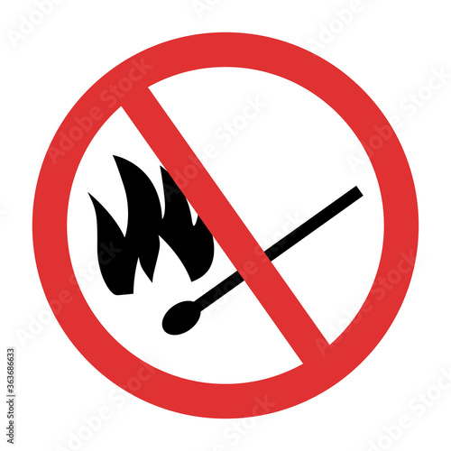 Fire forbidden symbol. No match and fire crossed icon