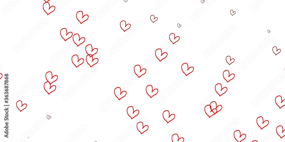 Light Red vector texture with lovely hearts. Light Red vector texture with lovely hearts.