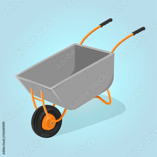 funny cartoon illustration of a wheelbarrow