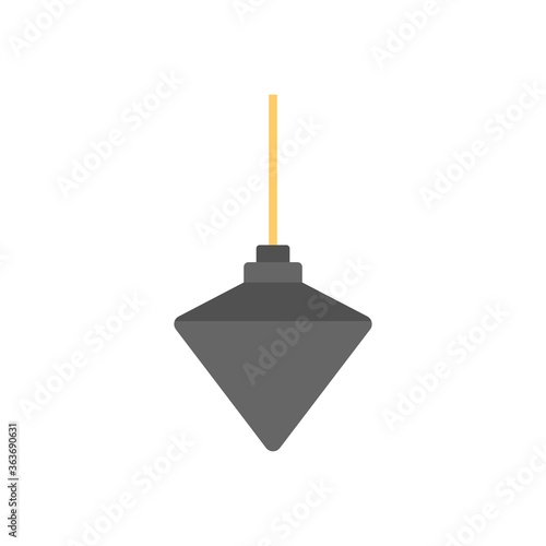 Plumb bob icon illustration in flat design style. Construction precision tool sign.