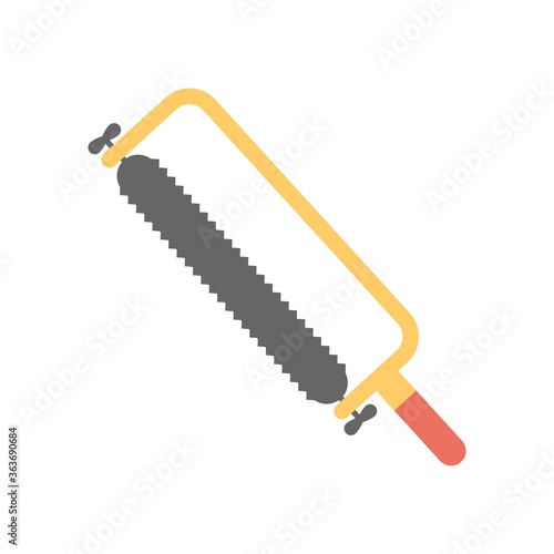 Hand saw for wood cutting, carpentry. Flat icon illustration.