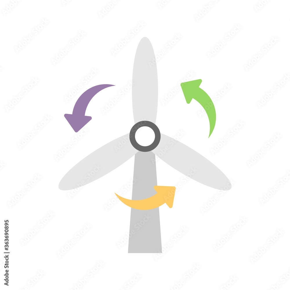Wind turbine icon illustration in flat design style. Alternative energy technology sign. Wind turbine icon illustration in flat design style. Alternative energy technology sign.