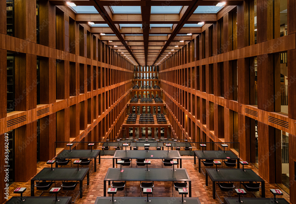 Library Cubical Berlin, Germany: modern cubical interior of the Jacob and Wilhelm Grimm ...