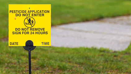 Pesticide application sign reads do not enter