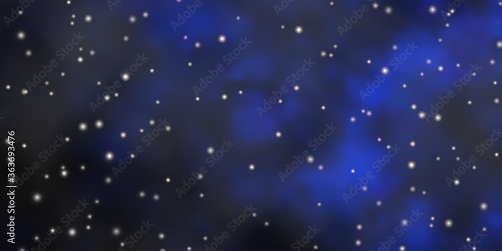Dark BLUE vector template with neon stars. Decorative illustration with stars on abstract template. Design for your business promotion.