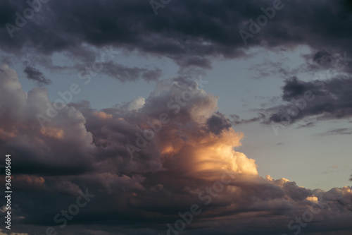 view of dramatic cumulonimbus clouds and thunderstorm sky