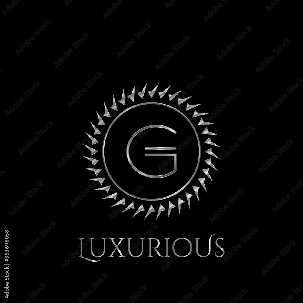 Fototapeta premium Luxury letter G Circle Logo vector design silver color