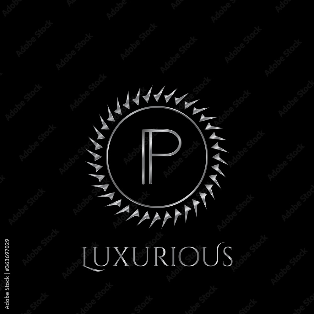 Luxury letter P Circle Logo vector design silver color Luxury letter P Circle Logo vector design silver color