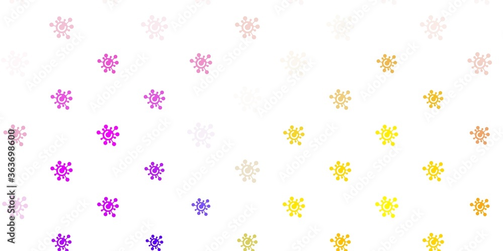 Light Blue, Yellow vector background with covid-19 symbols. Light Blue, Yellow vector background with covid-19 symbols.