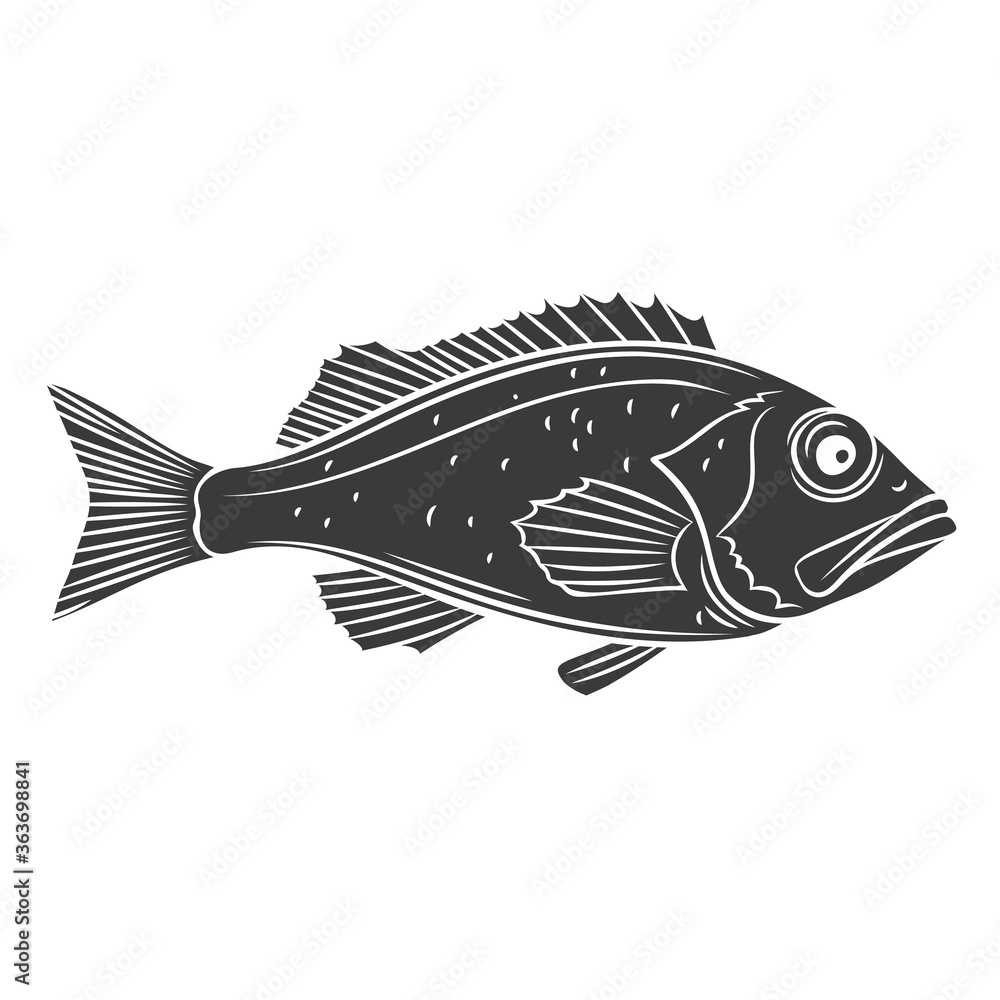 Obraz premium Ocean perch fish glyph icon.