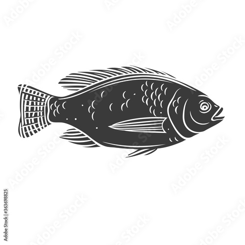 Tilapia fish glyph icon.