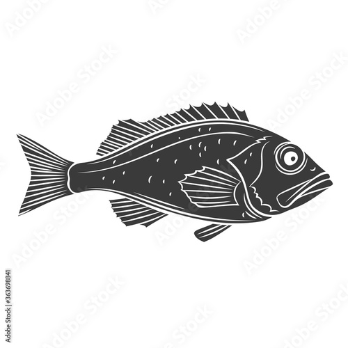 Ocean perch fish glyph icon.