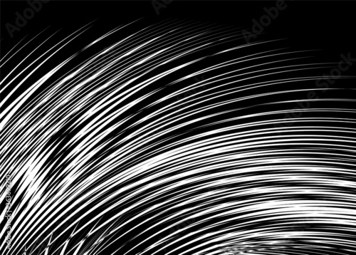 Thin curved vector white lines on a black background. Modern vector background