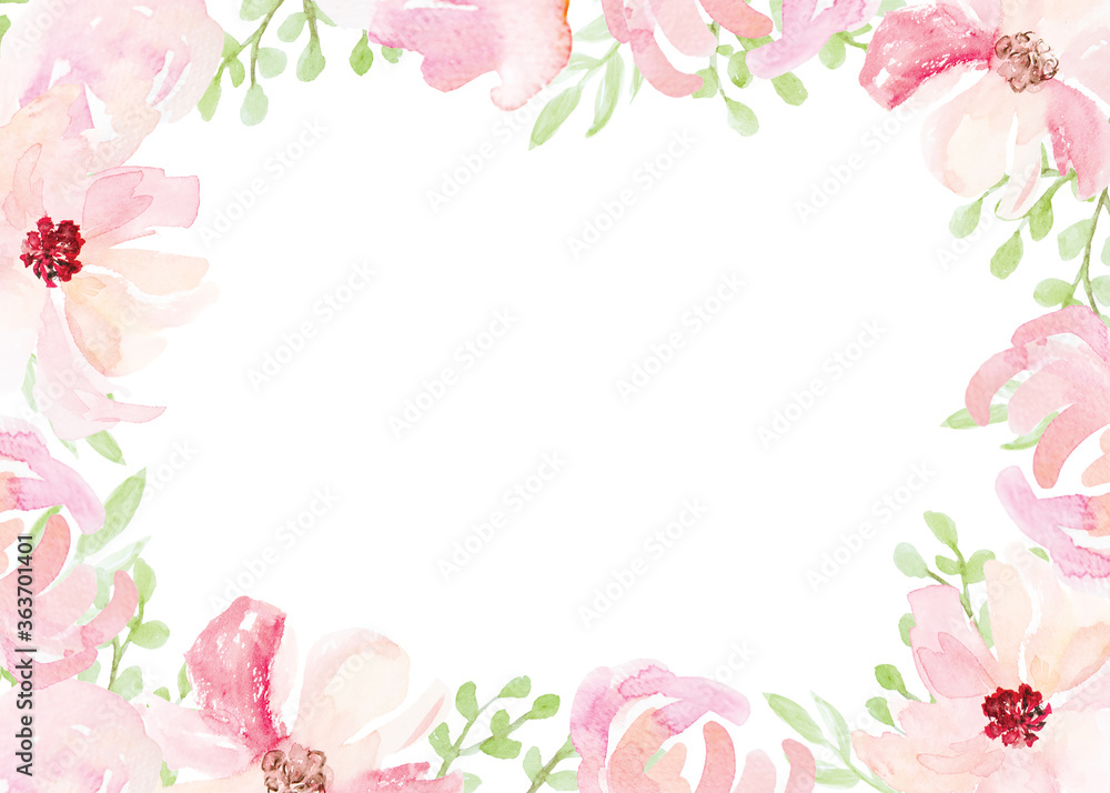 Obraz premium Beautiful watercolor anemone flower border