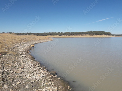 River and lake in dry winter landscape outside San Miguel de Allende Mexico 2020