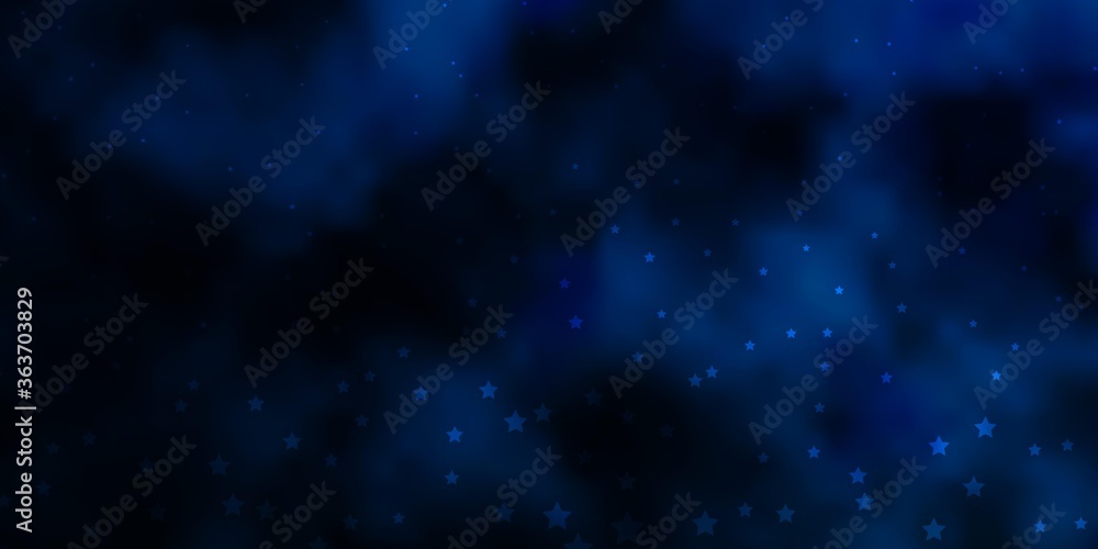 Dark BLUE vector texture with beautiful stars. Colorful illustration in abstract style with gradient stars. Best design for your ad, poster, banner.