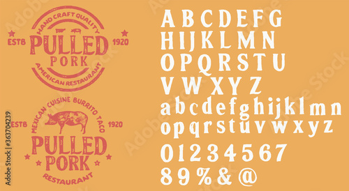 Hand drawn vintage retro font.