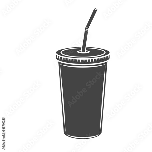 Drinks mug with straw glyph icon