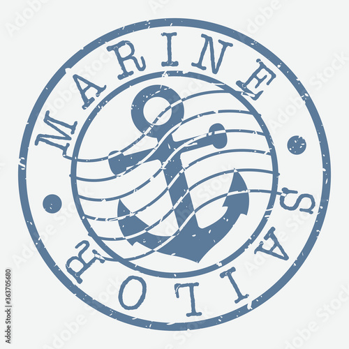 Marine Sailor Postal. Anchor Nautical Symbol Silhouette Seal. Round Design. Vector Icon. Design Retro Insignia.
