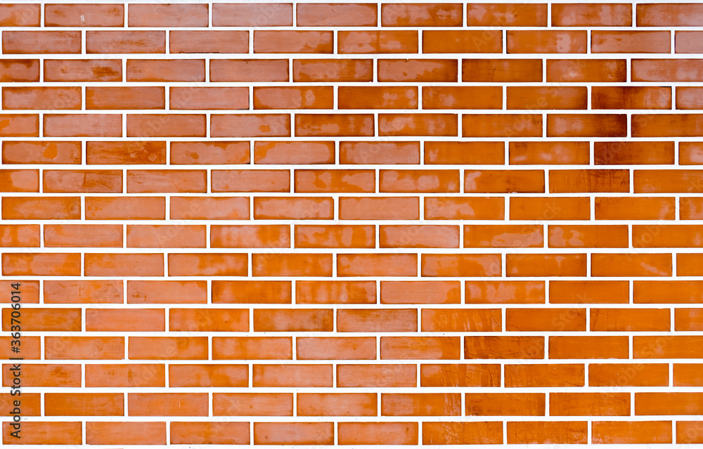 Obraz premium Wall the style vintage white background of old cement brick texture has orange red many horizontal block which are beautiful.